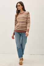 FEATHER WEIGHT MULTI STRIPED SWEATER