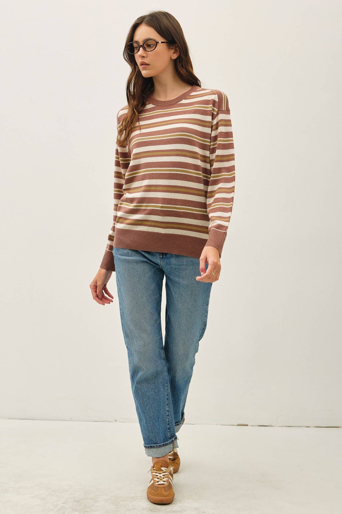 FEATHER WEIGHT MULTI STRIPED SWEATER