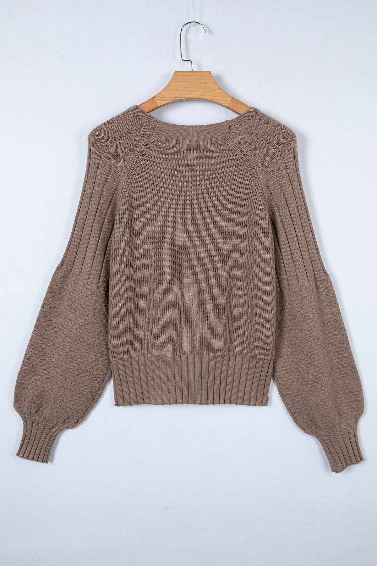 Mixed Texture Knit Button V Neck Sweater Cardigan (S-XL)