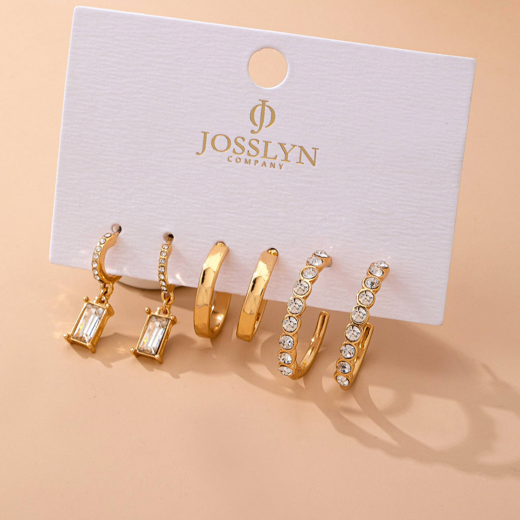 Crystal-Accented Gold Hoop Earring Set | 80E61945