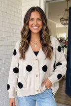 Polka Dot Oversized Button Front Cardigan (S-XL)