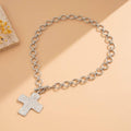 NOTABLE HAMMERED CROSS FRONT TOGGLE NECKLACE