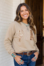 PRAY Plaid Letter Patchwork Sweatshirt