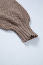 Mixed Texture Knit Button V Neck Sweater Cardigan (S-XL)