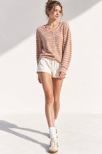Button Down Stripe Sweater