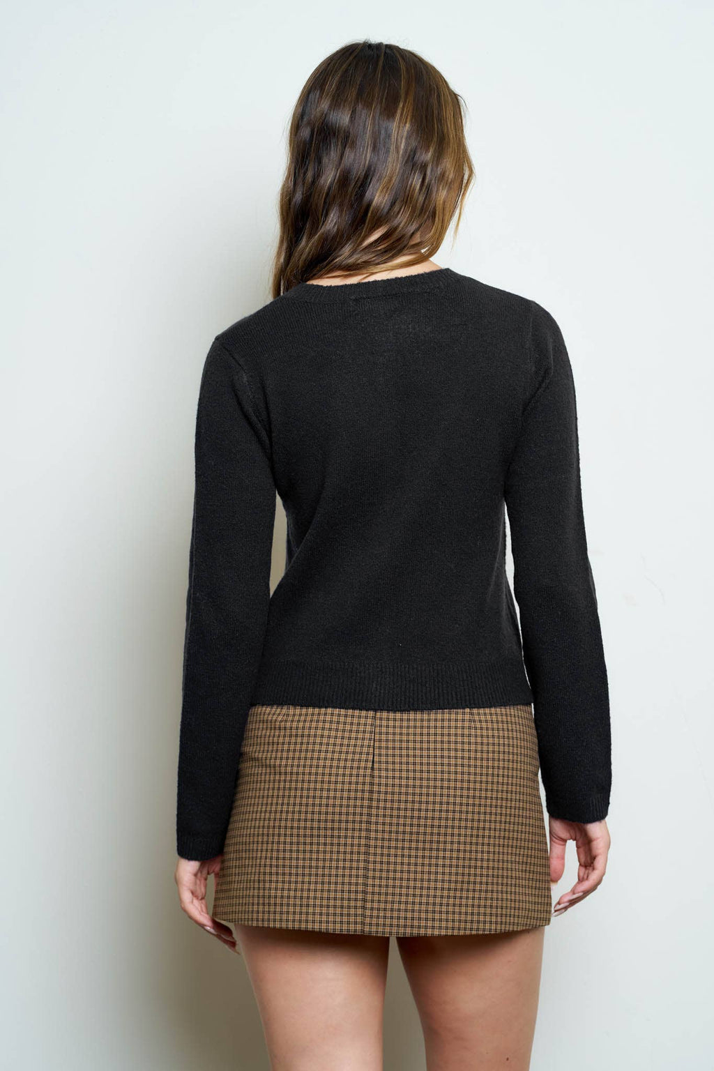 ROUND NECK BUTTON DOWN LONG SLEEVE CARDIGAN