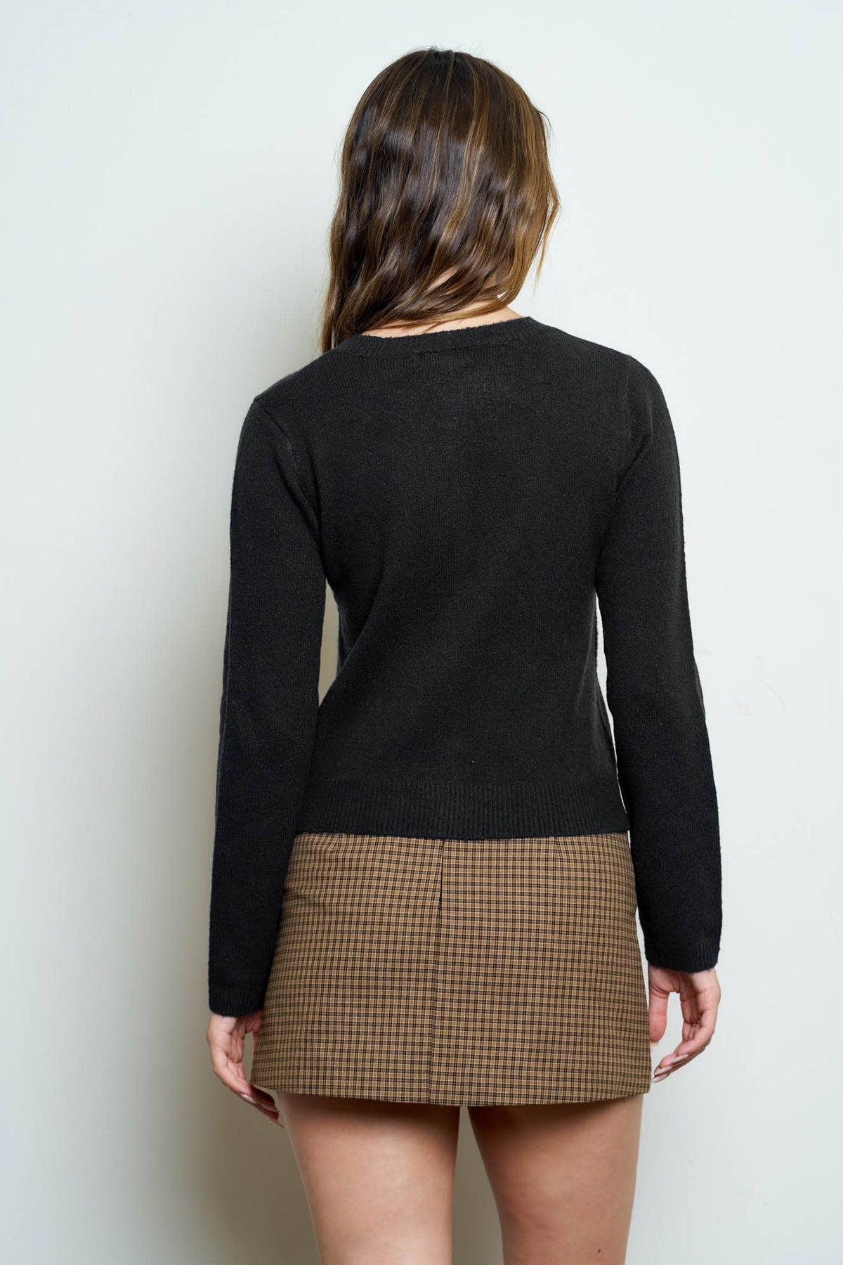 ROUND NECK BUTTON DOWN LONG SLEEVE CARDIGAN
