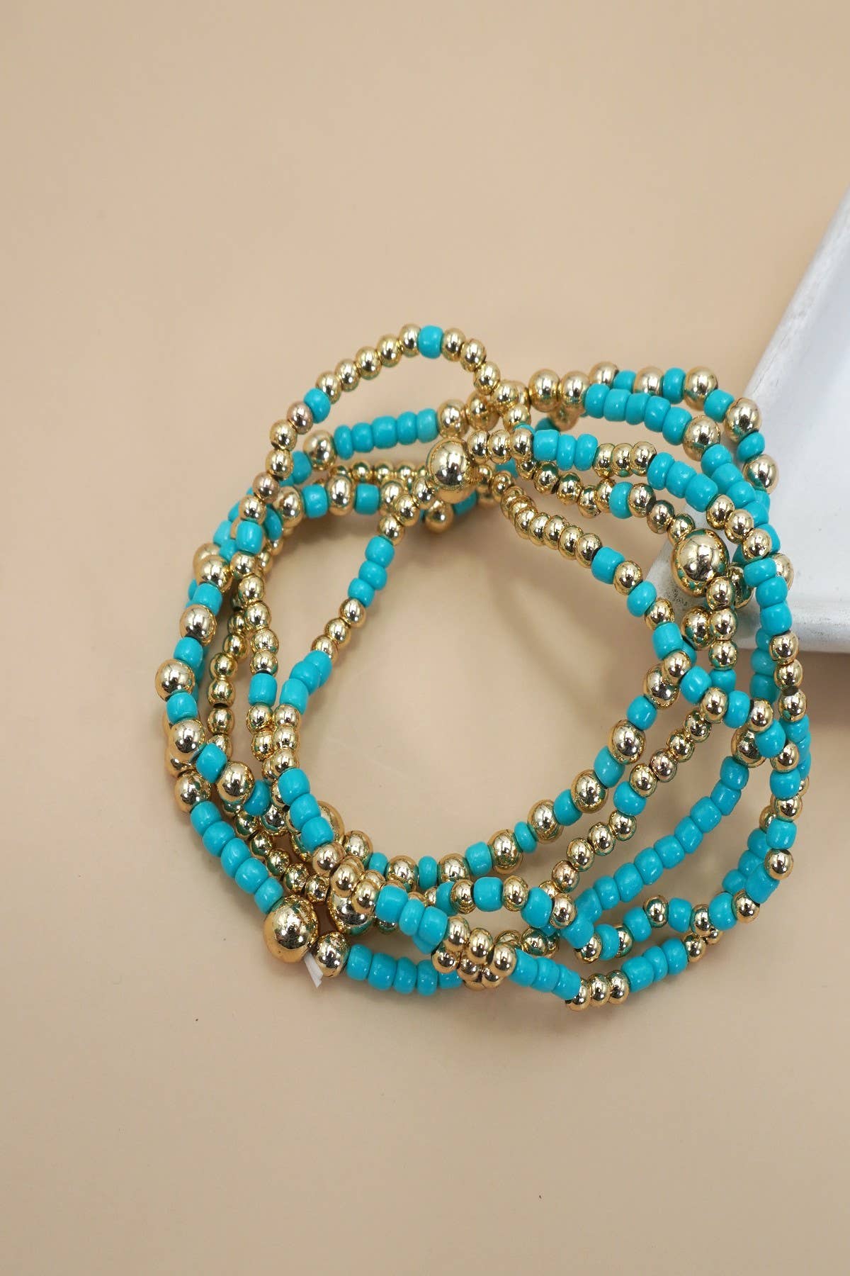 MULTI LAYER BALL CHAIN BEADED BRACELET
