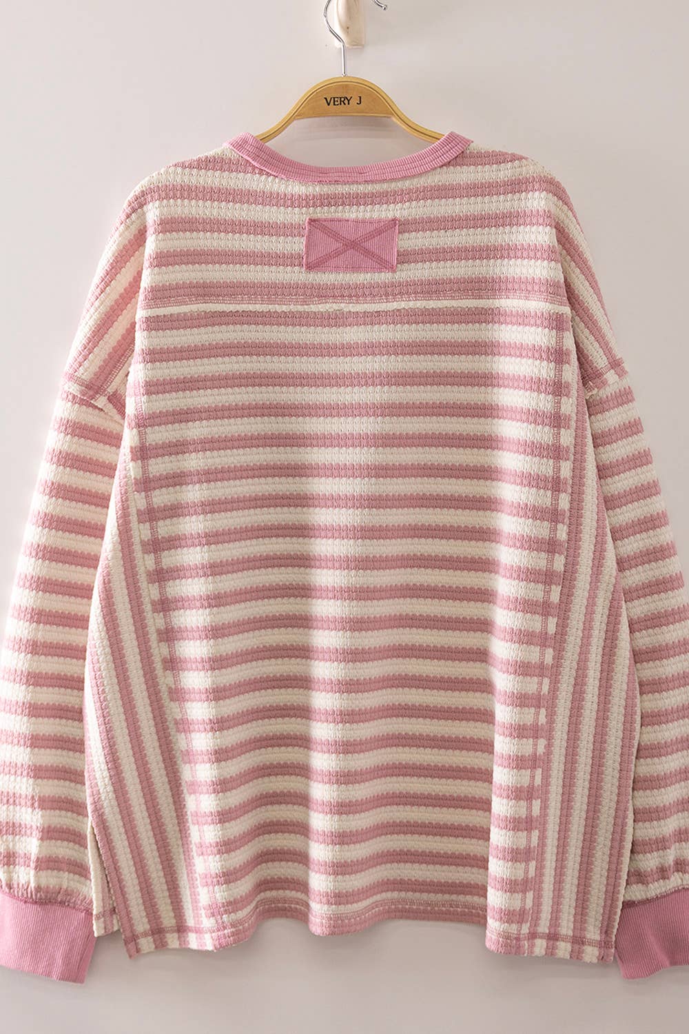 Pink Stripe Waffle Top