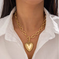 SPIKED HEART CHUNKY CHAIN TOGGLE NECKLACE