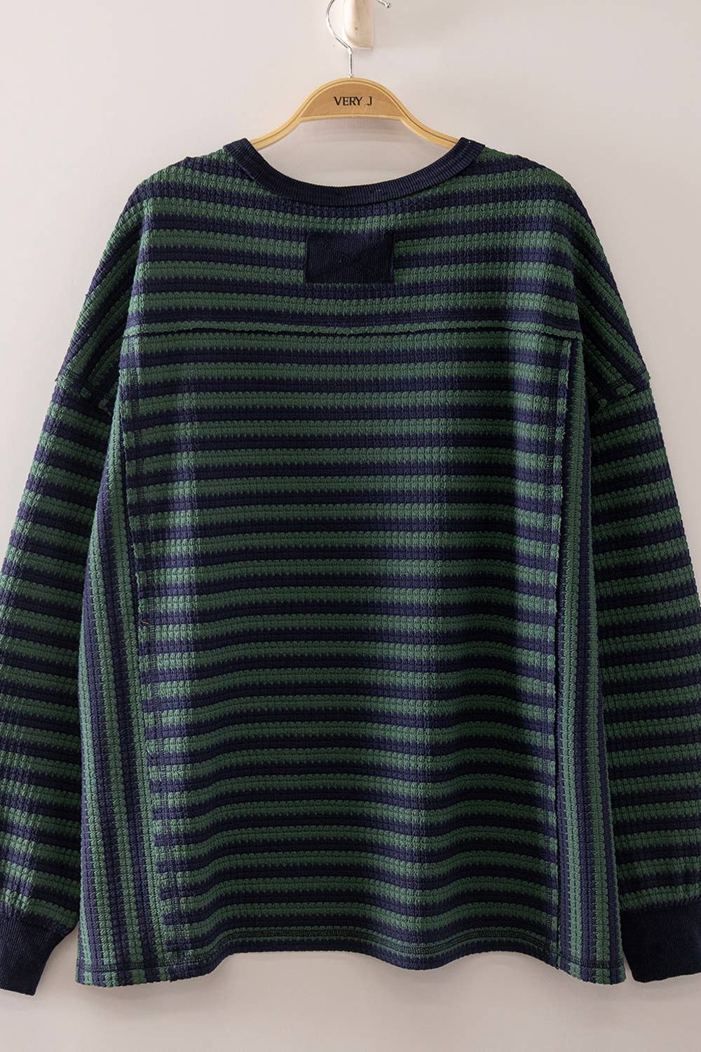 Navy Stripe Waffle Top