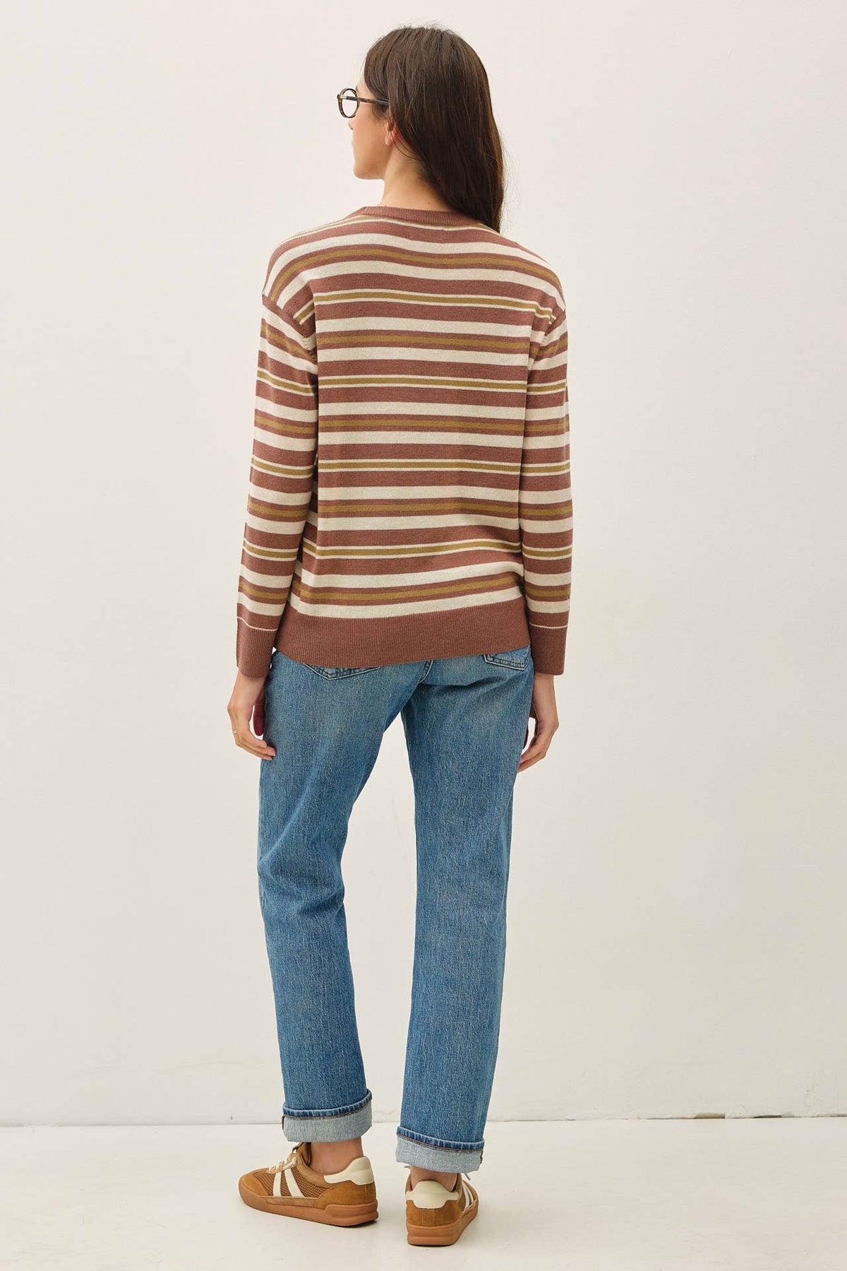 FEATHER WEIGHT MULTI STRIPED SWEATER