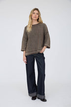 WASHED INVERTED SEAM SHORT SLEEVE SWEATSHIRT