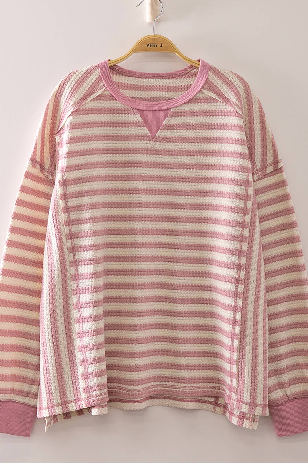 Pink Stripe Waffle Top