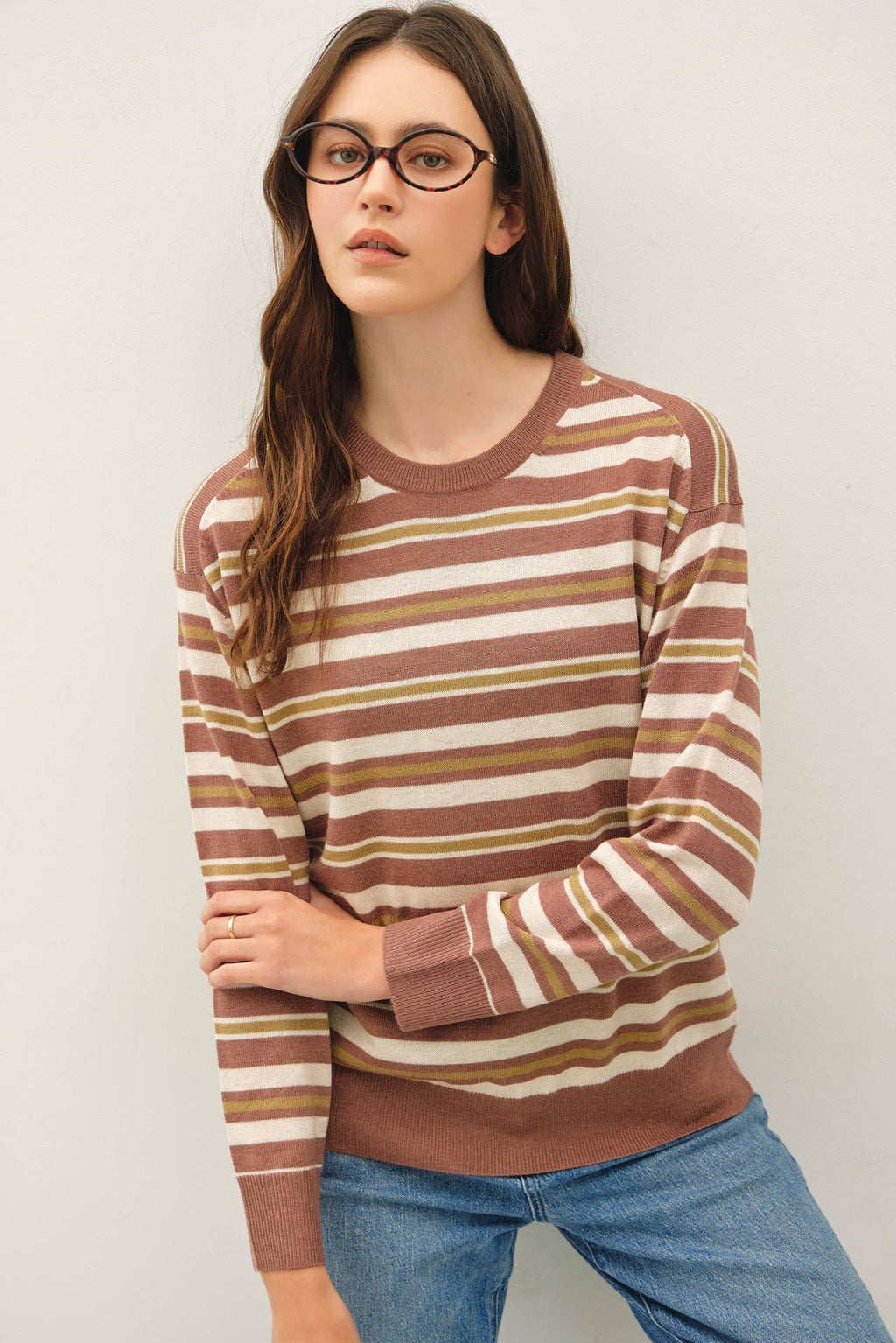 FEATHER WEIGHT MULTI STRIPED SWEATER