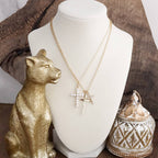 Sacred Layers – Multi Cross Pendant Necklace in Gold Tone