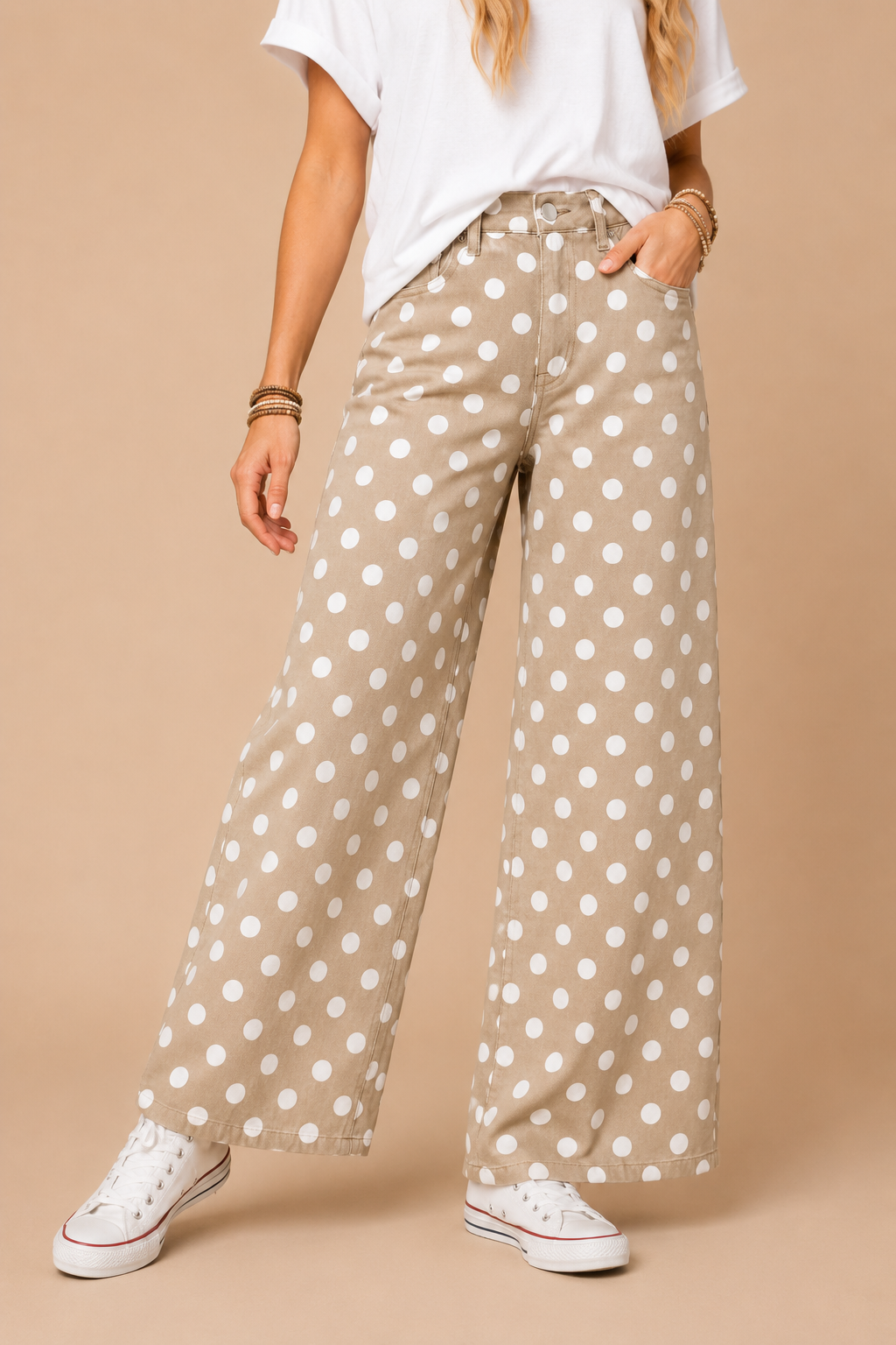 POLKDADOT DENIM RELAXED FIT JEANS