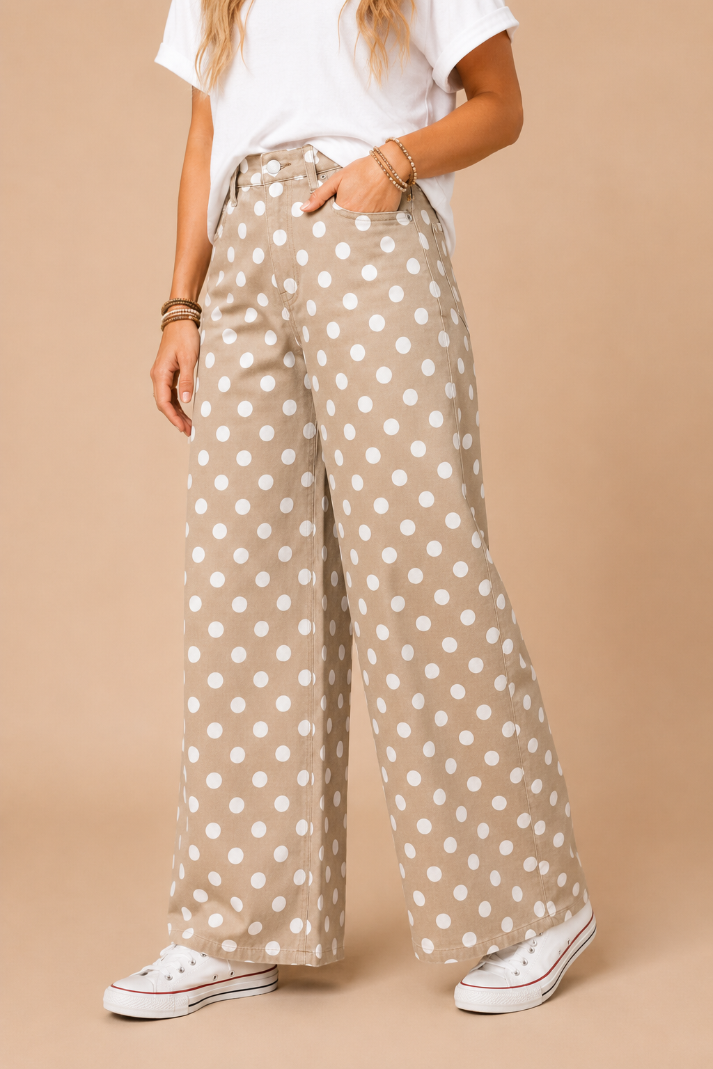 POLKDADOT DENIM RELAXED FIT JEANS