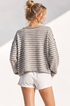 Button Down Stripe Sweater