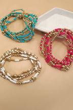 MULTI LAYER BALL CHAIN BEADED BRACELET
