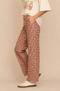 DENIM FLORAL PRINT BARREL FIT JEANS