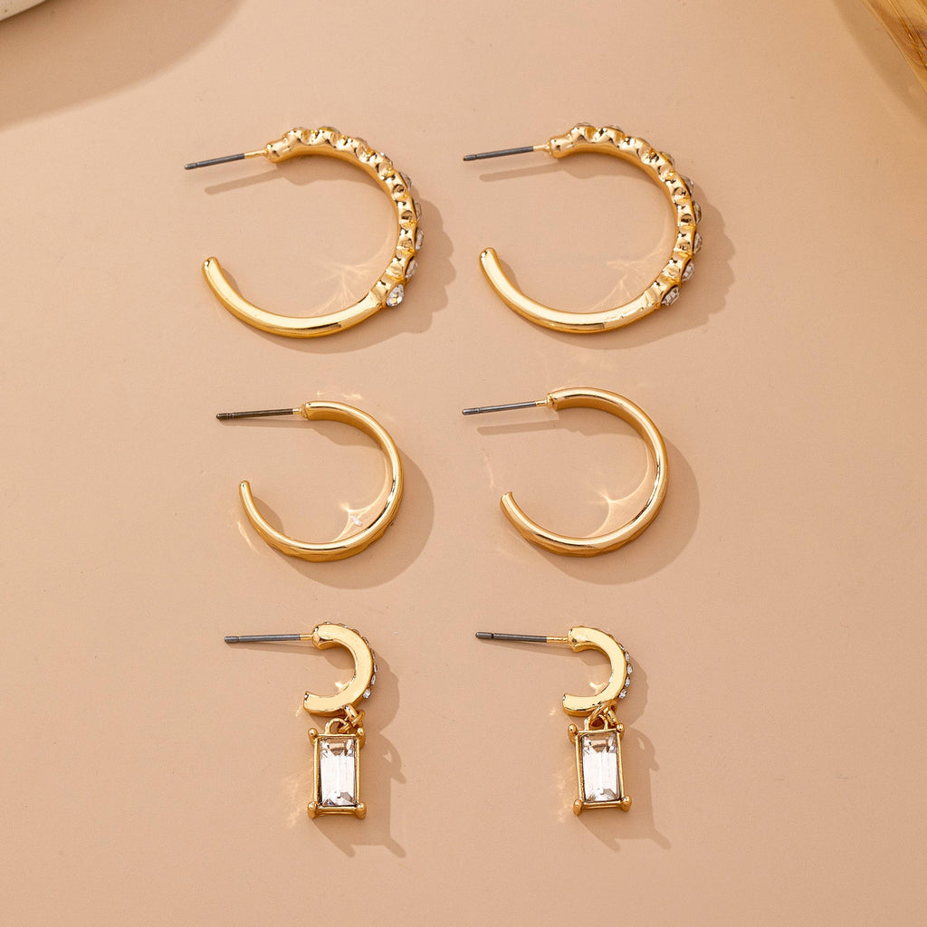 Crystal-Accented Gold Hoop Earring Set | 80E61945