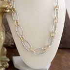 Chunky Statement Necklace – Elongated Textured Chain Necklace