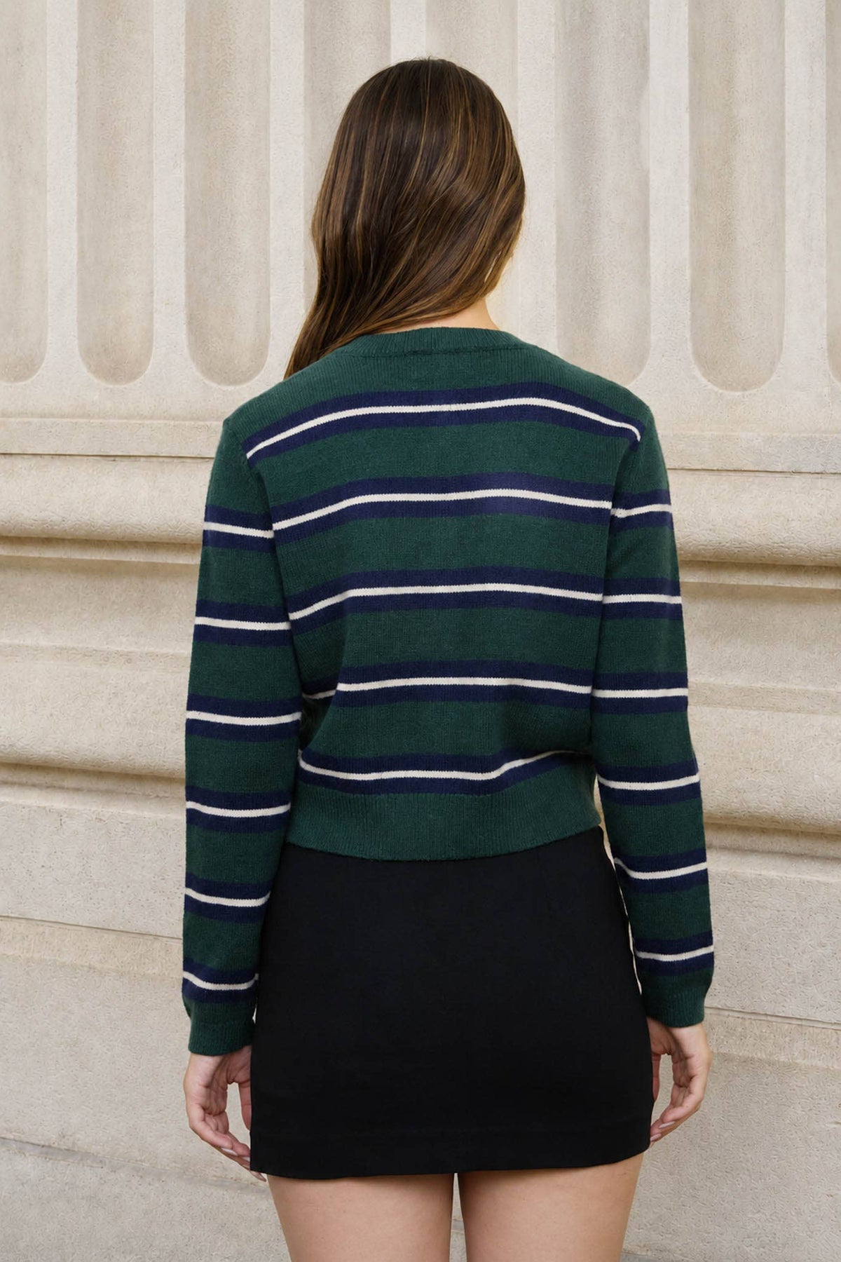 MULTI-COLOR STRIPE BUTTON DOWN KNIT CARDIGAN