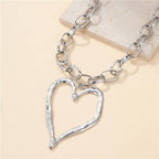 Statement Hammered Open Heart Necklace | 40NK9698