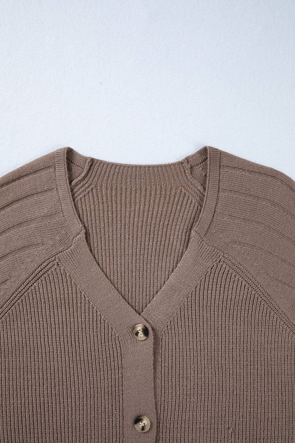 Mixed Texture Knit Button V Neck Sweater Cardigan (S-XL)