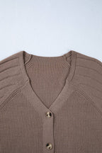 Mixed Texture Knit Button V Neck Sweater Cardigan (S-XL)