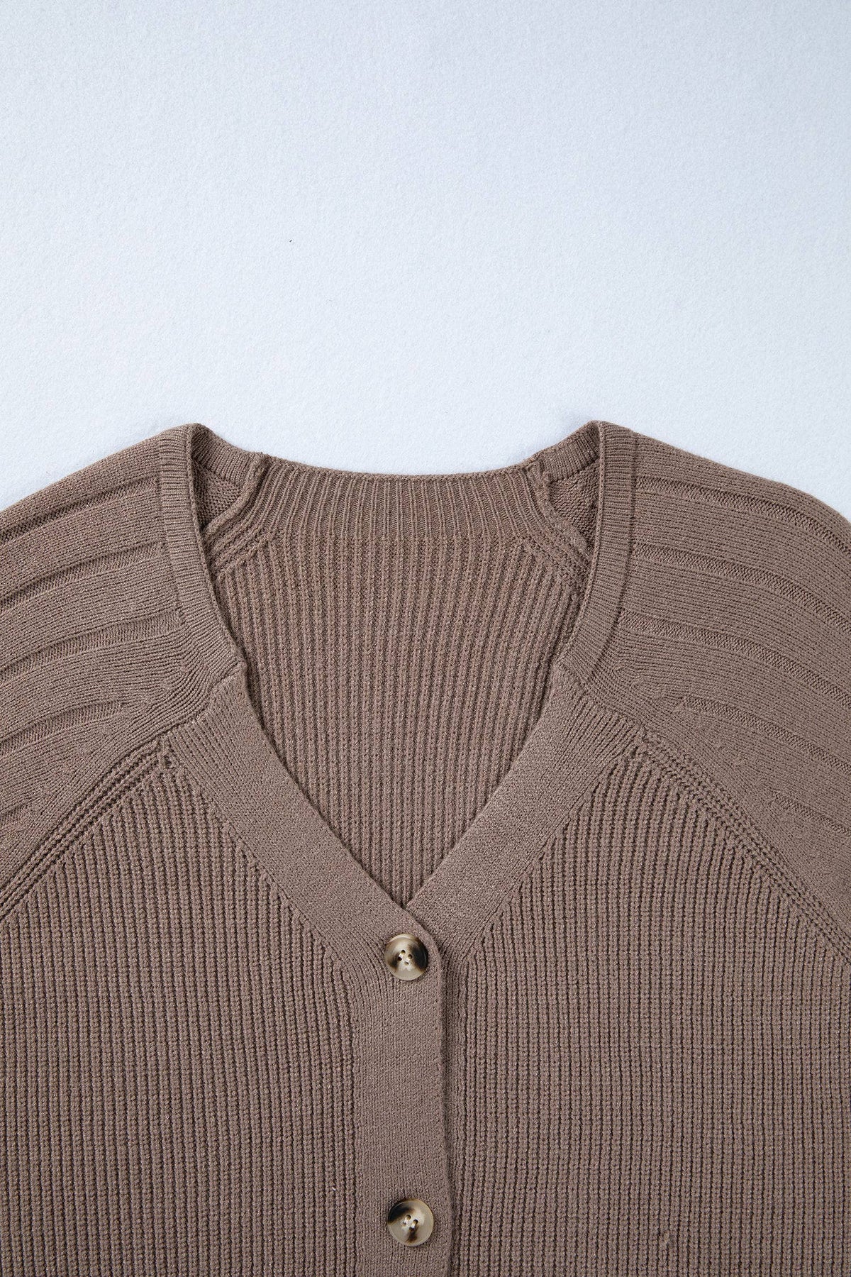 Mixed Texture Knit Button V Neck Sweater Cardigan (S-XL)