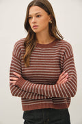 STRIPED WAFFLE KNIT SWEATER