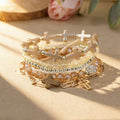 Cross Charm Mixed Beaded Bracelet Set
