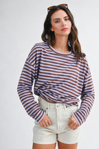 Oversized Stripe Long Sleeve Boyfriend Tee