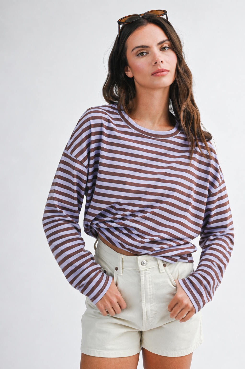 Oversized Stripe Long Sleeve Boyfriend Tee