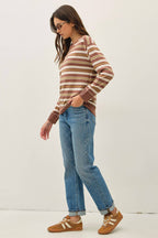 FEATHER WEIGHT MULTI STRIPED SWEATER