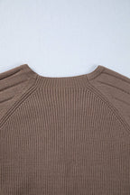 Mixed Texture Knit Button V Neck Sweater Cardigan (S-XL)