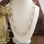 Chunky Statement Necklace – Elongated Textured Chain Necklace