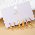 Rhinestone Pearl Huggie Hoop Trio Earrings