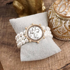 Gracebound – Cross Coin & Chunky Pearl 3-in-1 Statement Bracelet in Mixed Metals
