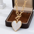 White Inlay Heart Toggle Necklace