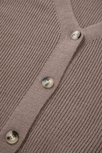 Mixed Texture Knit Button V Neck Sweater Cardigan (S-XL)