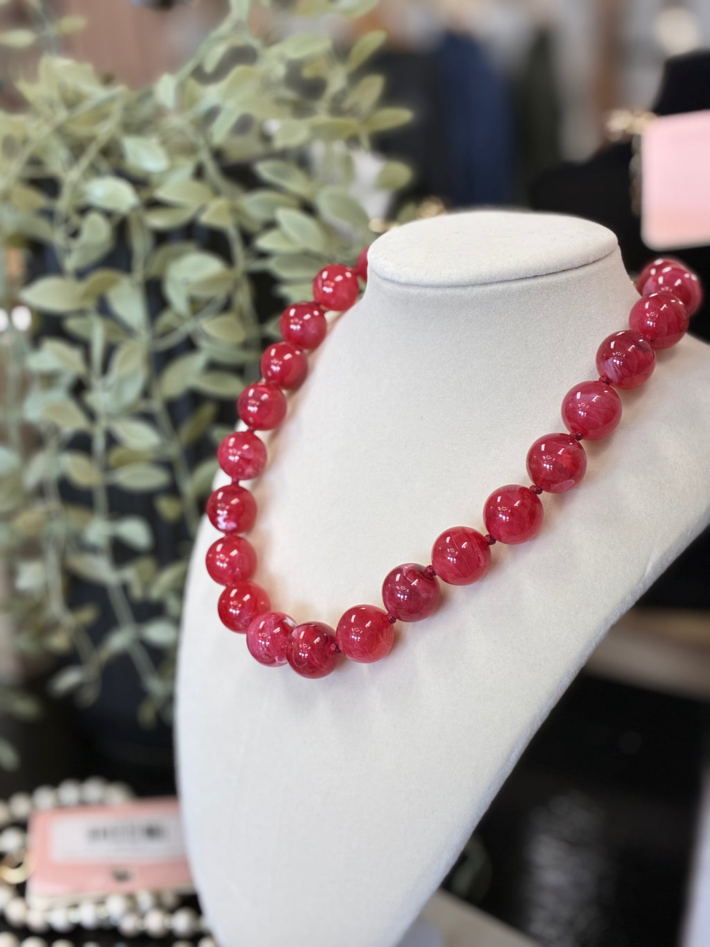Colorful Resin Round Bead Rope Necklace