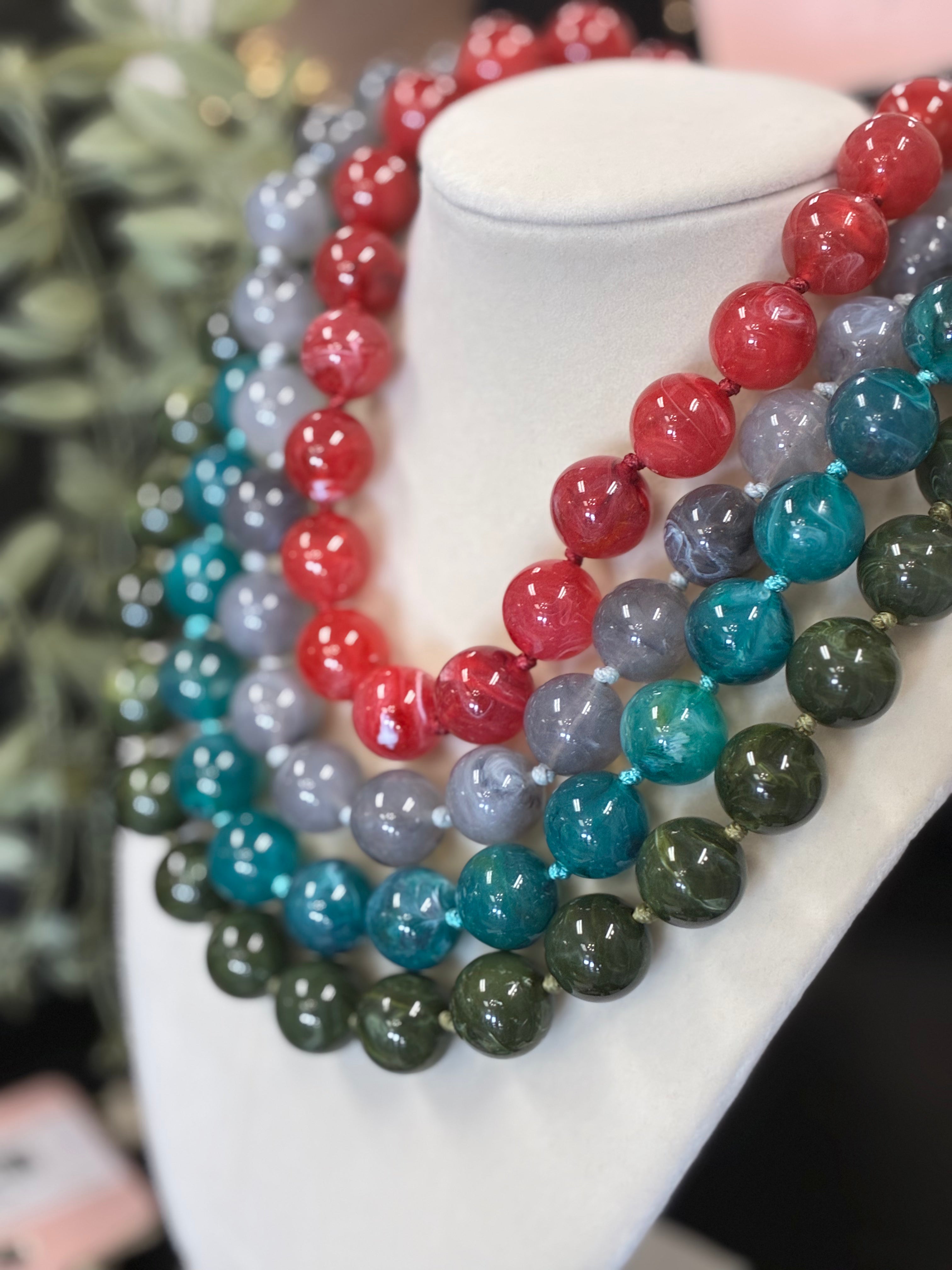 Colorful Resin Round Bead Rope Necklace
