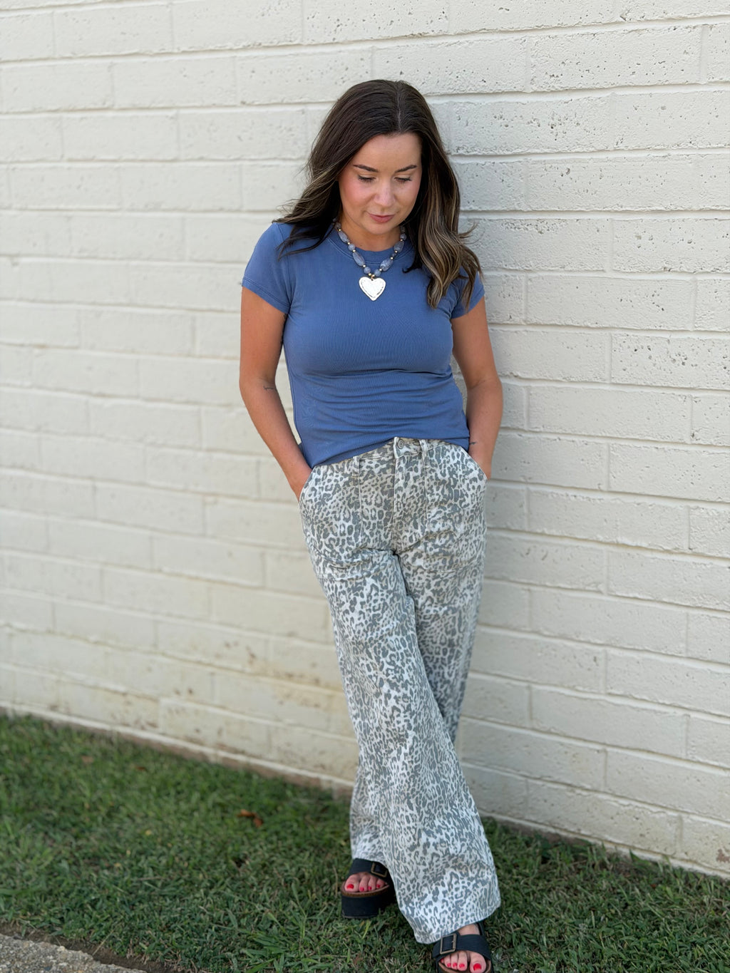 NEW COLOR-GARMENT DYE RIBBED CREW NECK TOP