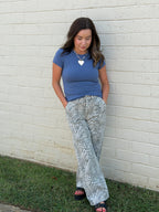 NEW COLOR-GARMENT DYE RIBBED CREW NECK TOP
