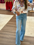 Floral Patchwork Bubble Sleeve Casual Blouse (S-4X)