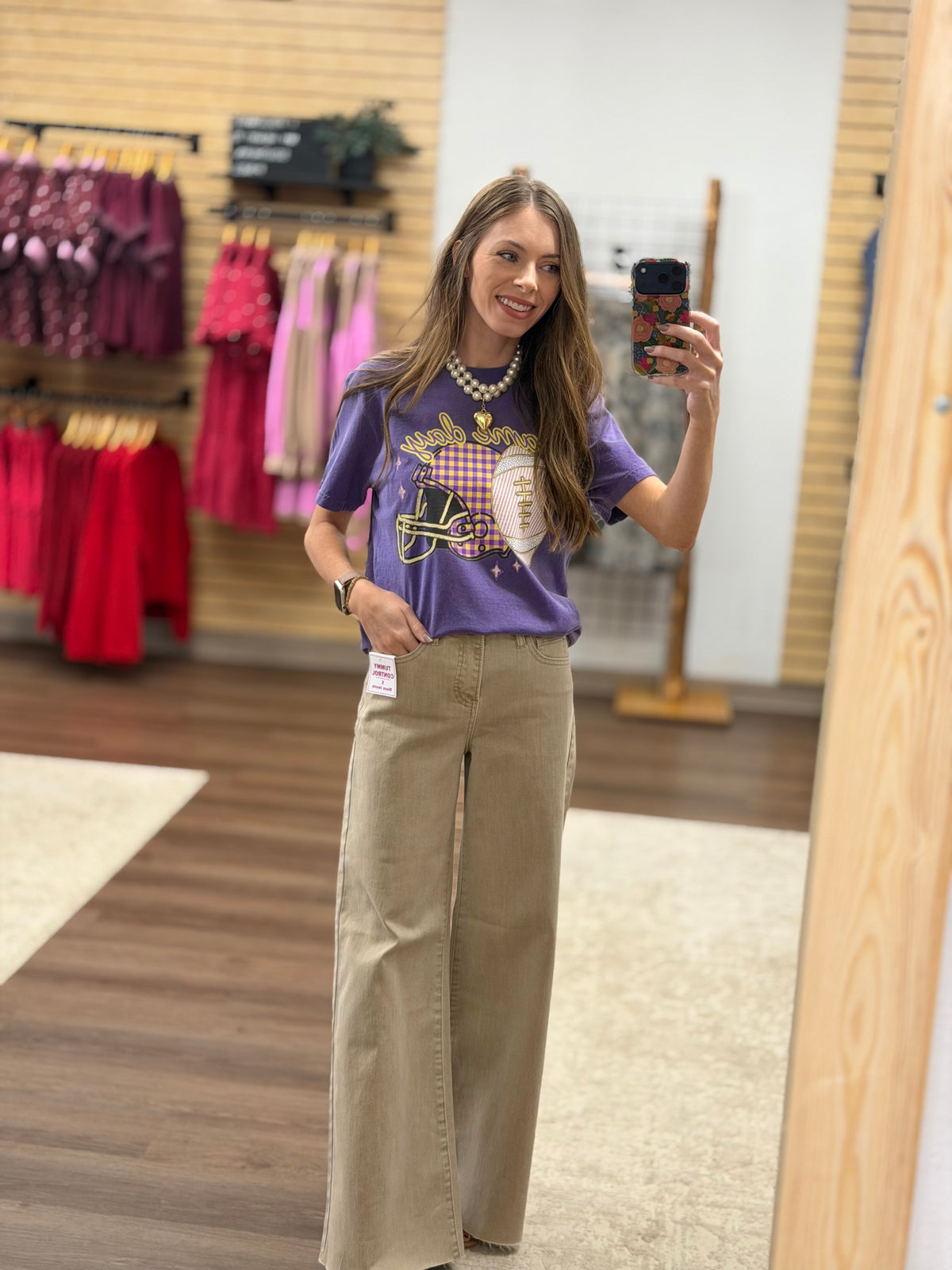 High Rise Tummy Control Lurex Palazzo Pants