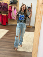 GAME DAY BLUE CHECKERED STARS TEE